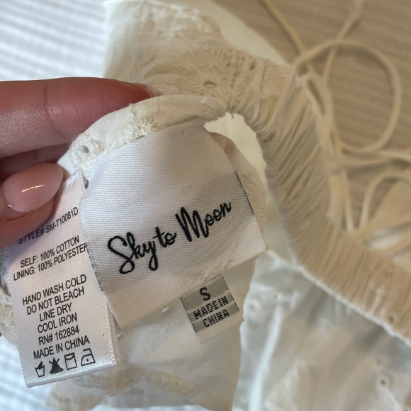 Sky to Moon white eyelet cross back crop top - Picture 3 of 5